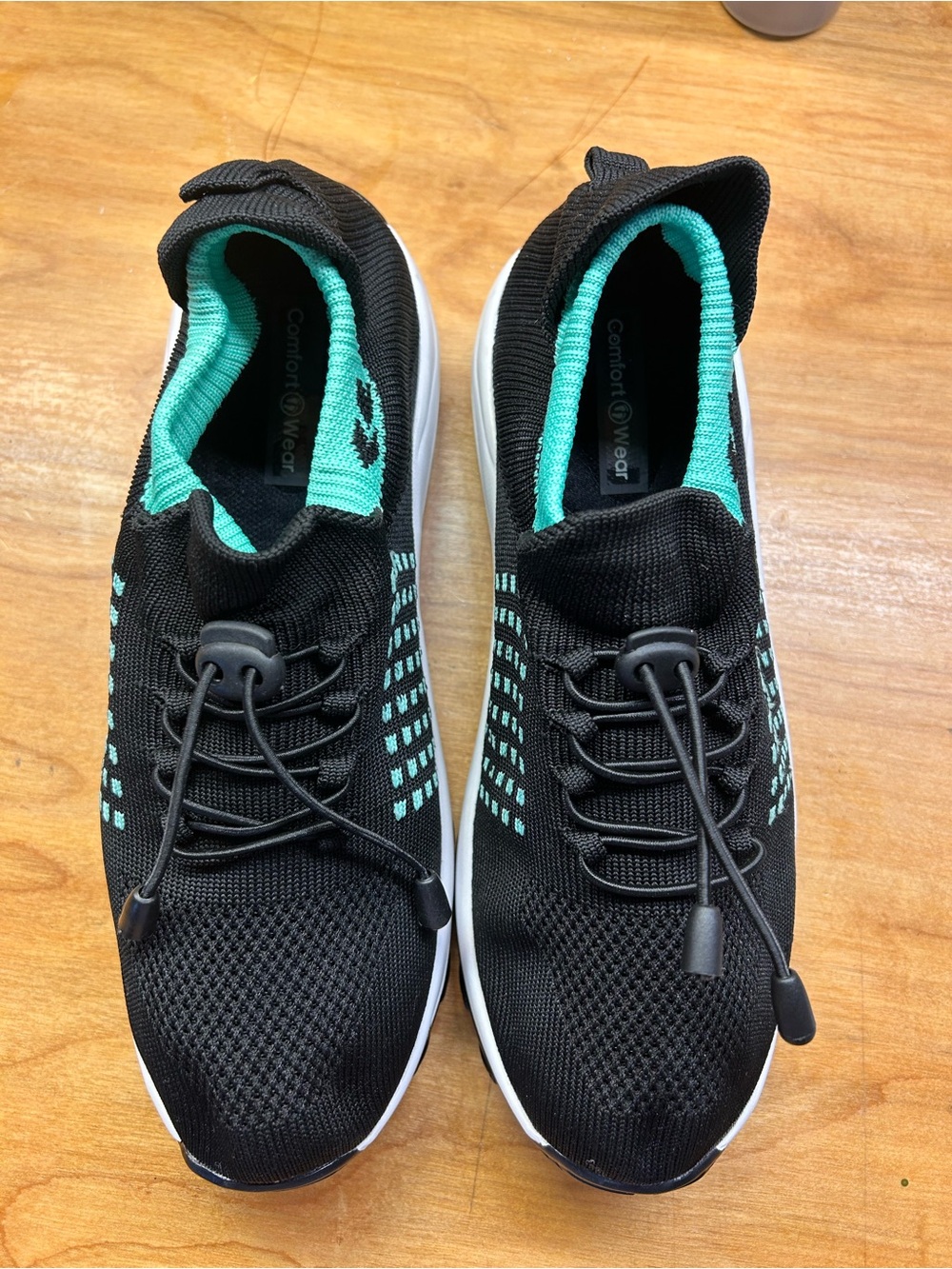 NEW Women’s Black Athletic Slip-On Sneakers with Teal Accents